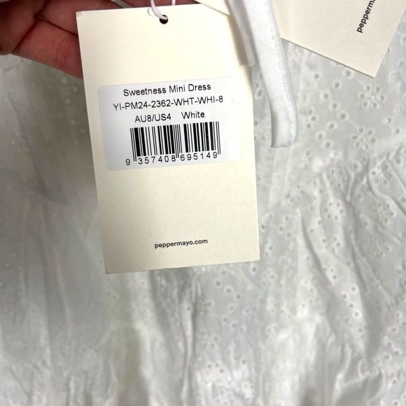 Peppermayo Sweetness Mini Dress - White Size 4 Cotton Eyelet Romantic Corset NWT - Picture 8 of 13